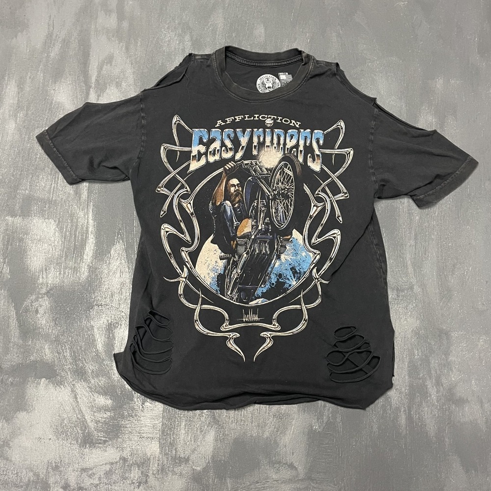 Vintage Distressed Easyrider T-Shirt Women Large Black 2000s Affliction